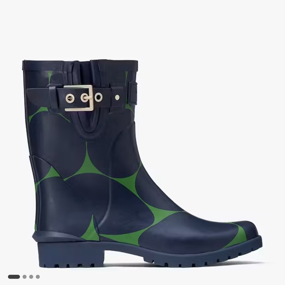 Kate Spade Green and Black Mid-Calf Rain Boots - Picture 4 of 6